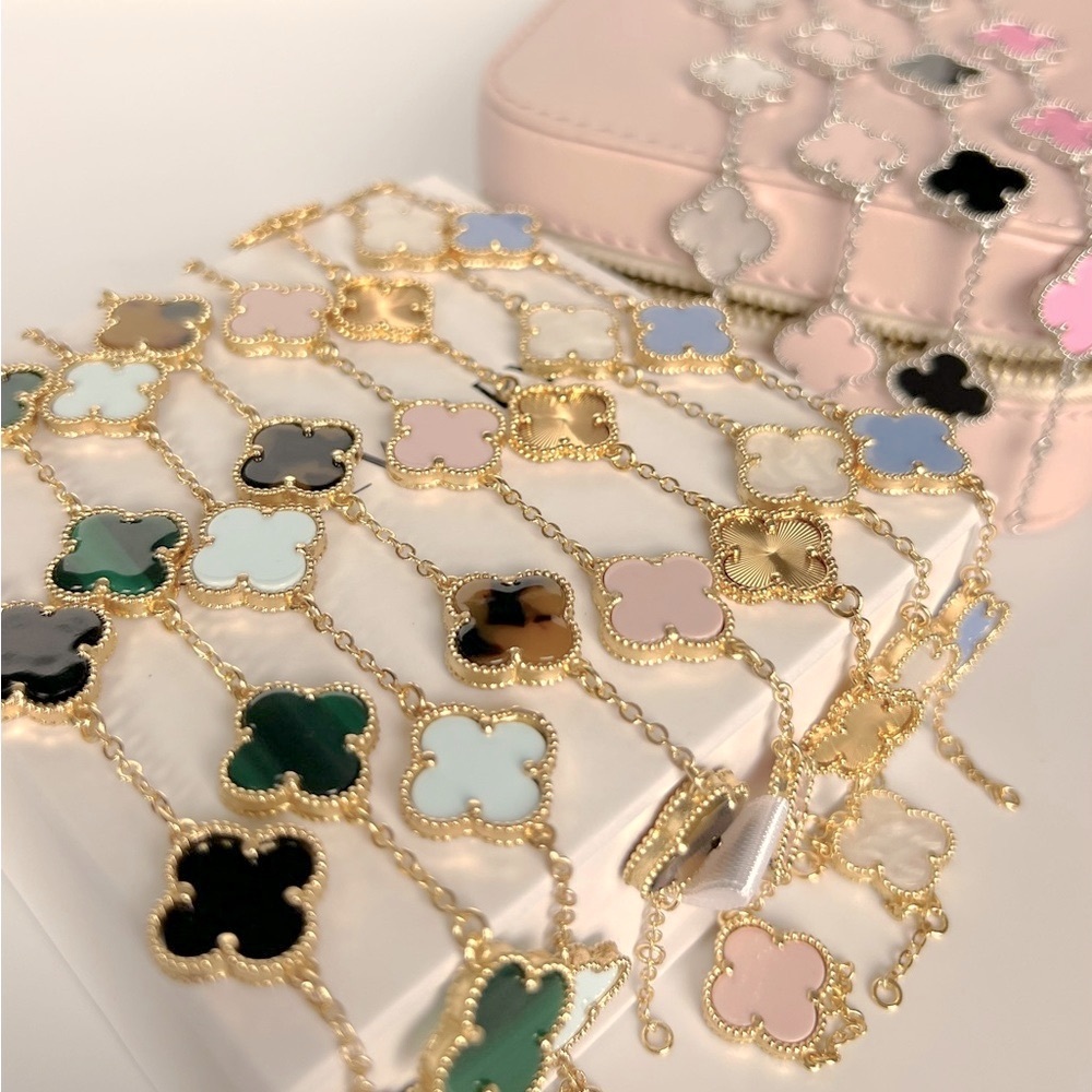 Pink Clover Bracelet Four Leaf Luxury Jewelry Baby Pink Clover - Picture 8 of 11